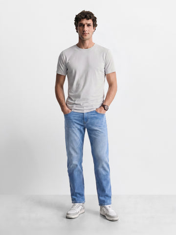 Men's Blue Slim Straight Fit Solid Casual Jeans