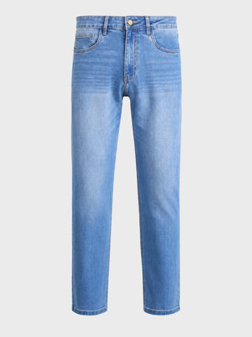 Men's Blue Slim Straight Fit Solid Casual Jeans