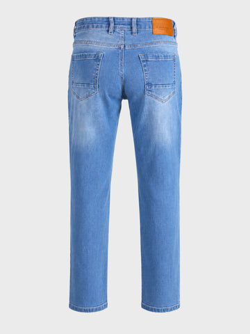 Men's Blue Slim Straight Fit Solid Casual Jeans
