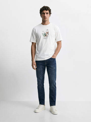 Men's Blue Slim Straight Fit Solid Casual Jeans