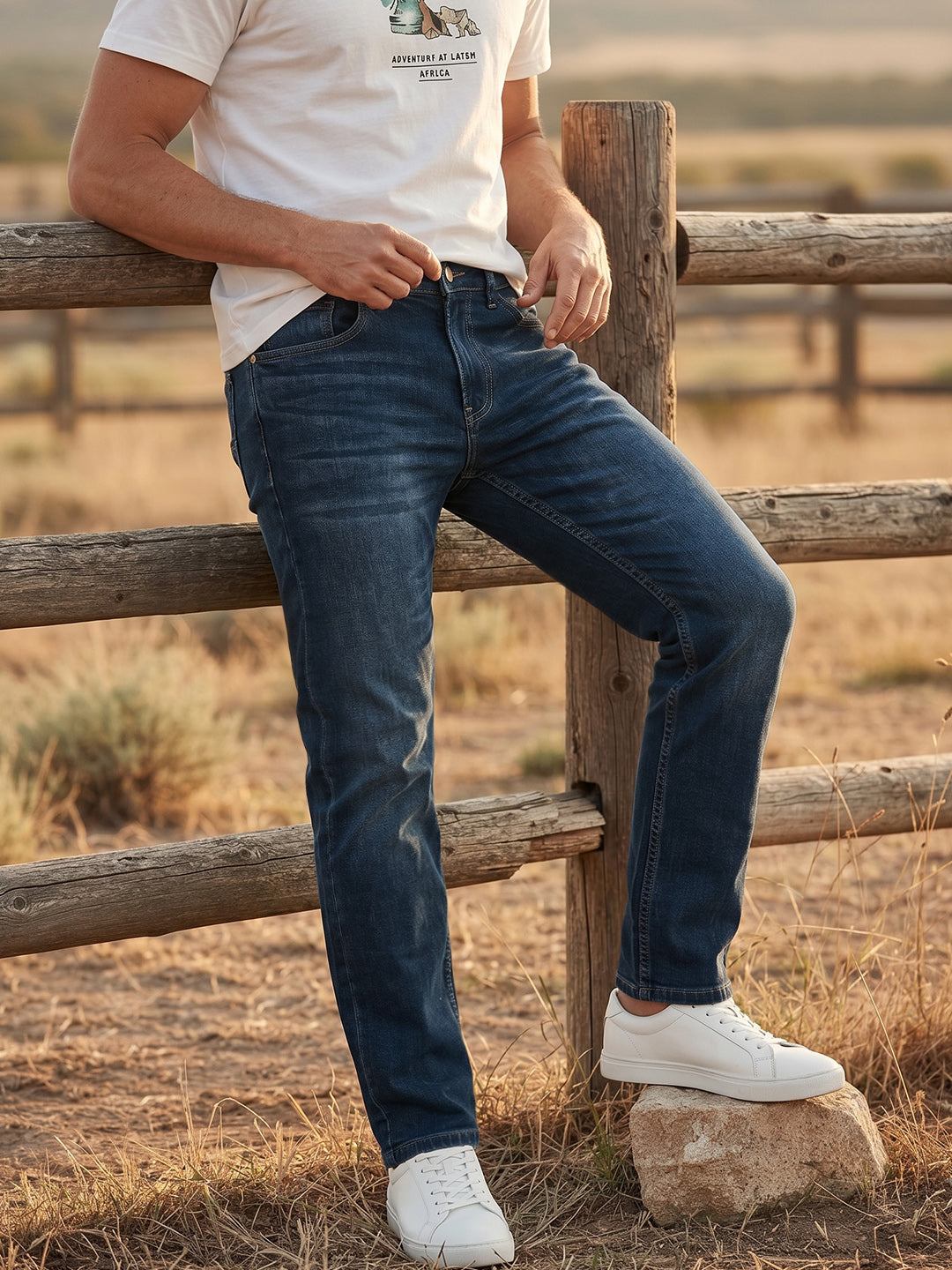 Men's Blue Slim Straight Fit Solid Casual Jeans