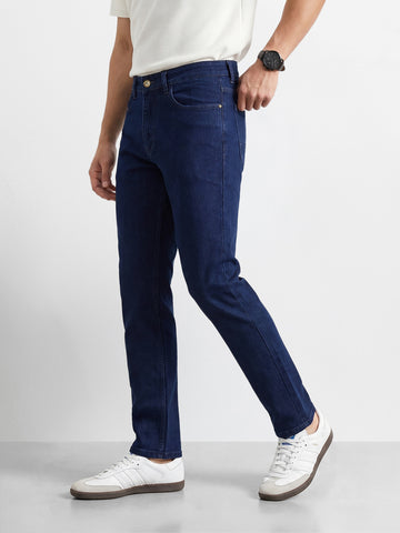 Men's Blue Slim Straight Fit Solid Casual Jeans