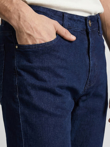 Men's Blue Slim Straight Fit Solid Casual Jeans