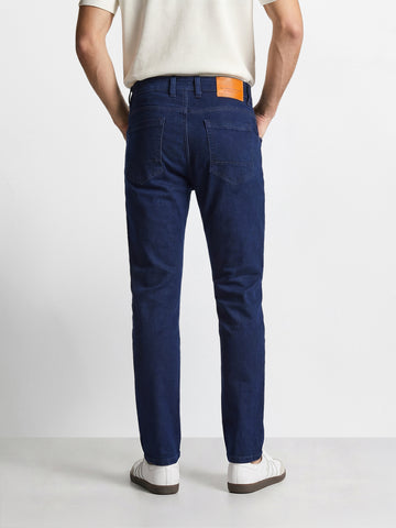 Men's Blue Slim Straight Fit Solid Casual Jeans