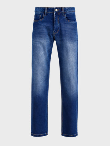 Men's Blue Slim Straight Fit Solid Casual Jeans