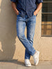 Men's Blue Slim Straight Fit Solid Casual Jeans