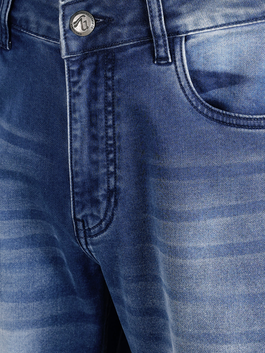 Men's Blue Slim Straight Fit Solid Casual Jeans