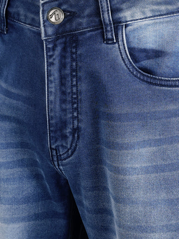 Men's Blue Slim Straight Fit Solid Casual Jeans