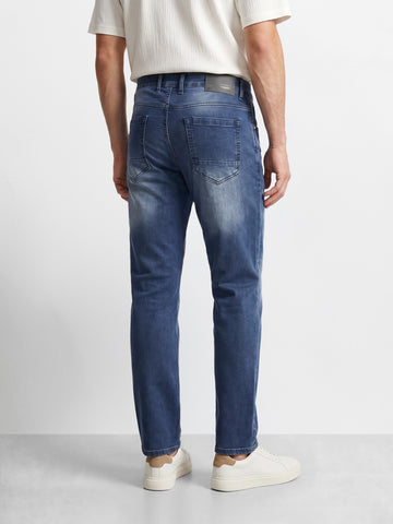 Men's Blue Slim Straight Fit Solid Casual Jeans