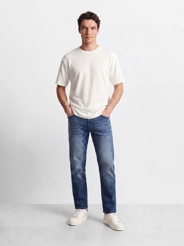 Men's Blue Slim Straight Fit Solid Casual Jeans