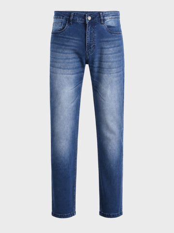 Men's Blue Slim Straight Fit Solid Casual Jeans