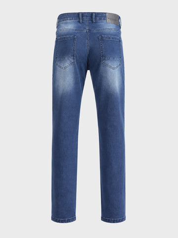 Men's Blue Slim Straight Fit Solid Casual Jeans