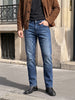 Men's Blue Slim Straight Fit Solid Casual Jeans