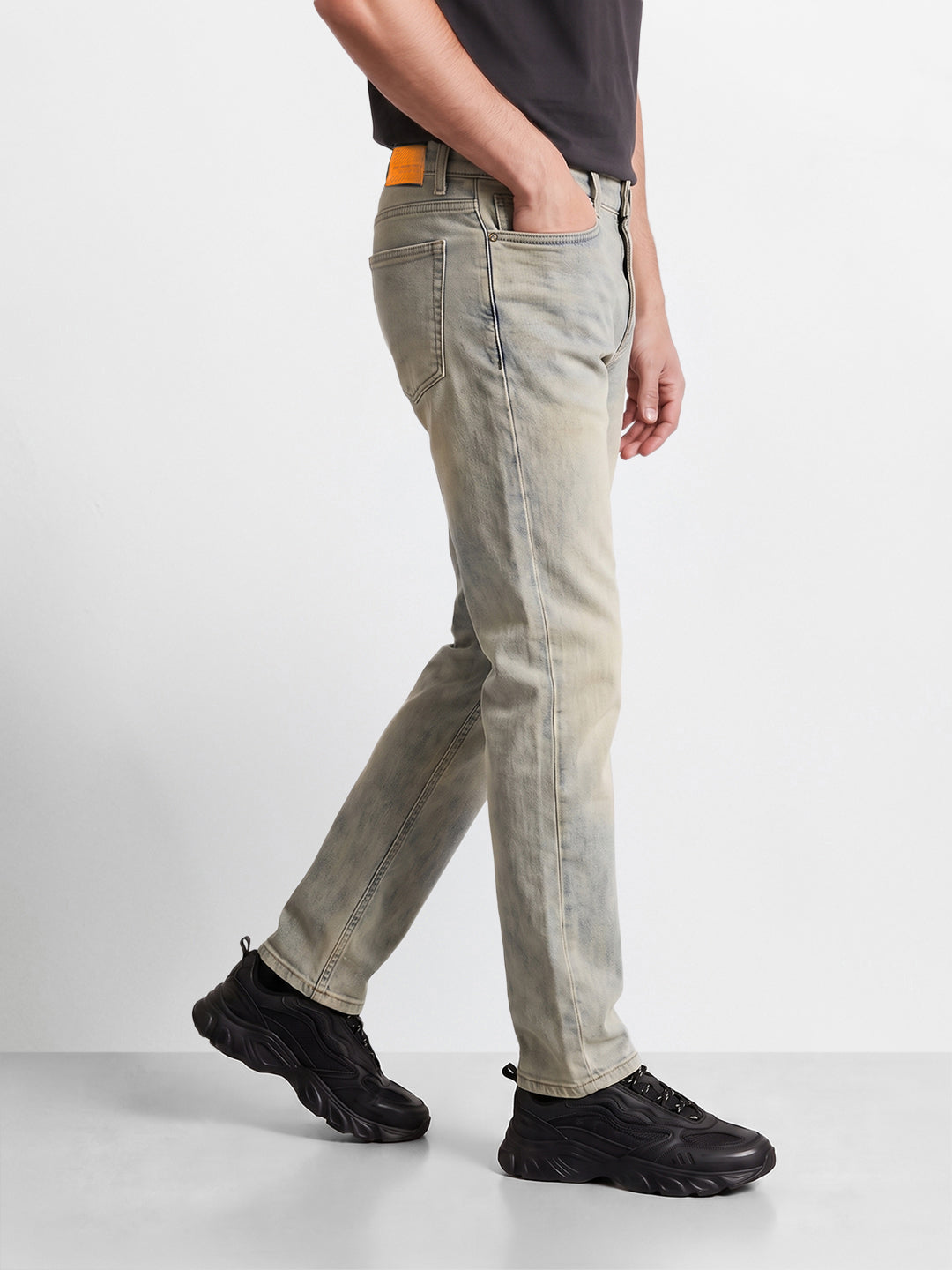 Men's Blue Slim Straight Fit Solid Casual Jeans