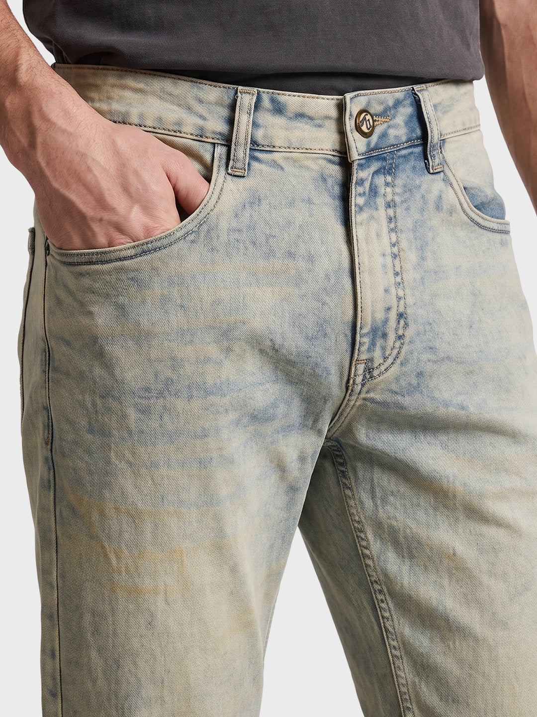 Men's Blue Slim Straight Fit Solid Casual Jeans