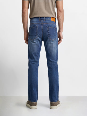Men's Blue Slim Straight Fit Solid Casual Jeans