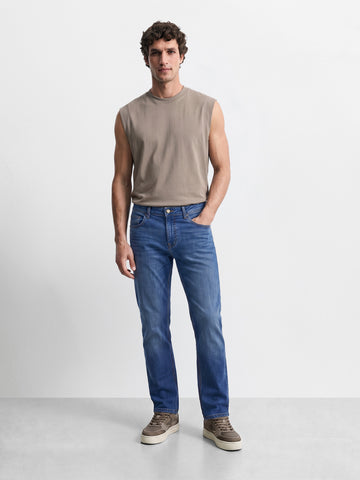 Men's Blue Slim Straight Fit Solid Casual Jeans