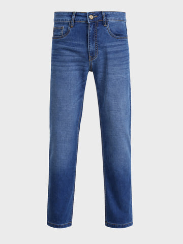 Men's Blue Slim Straight Fit Solid Casual Jeans