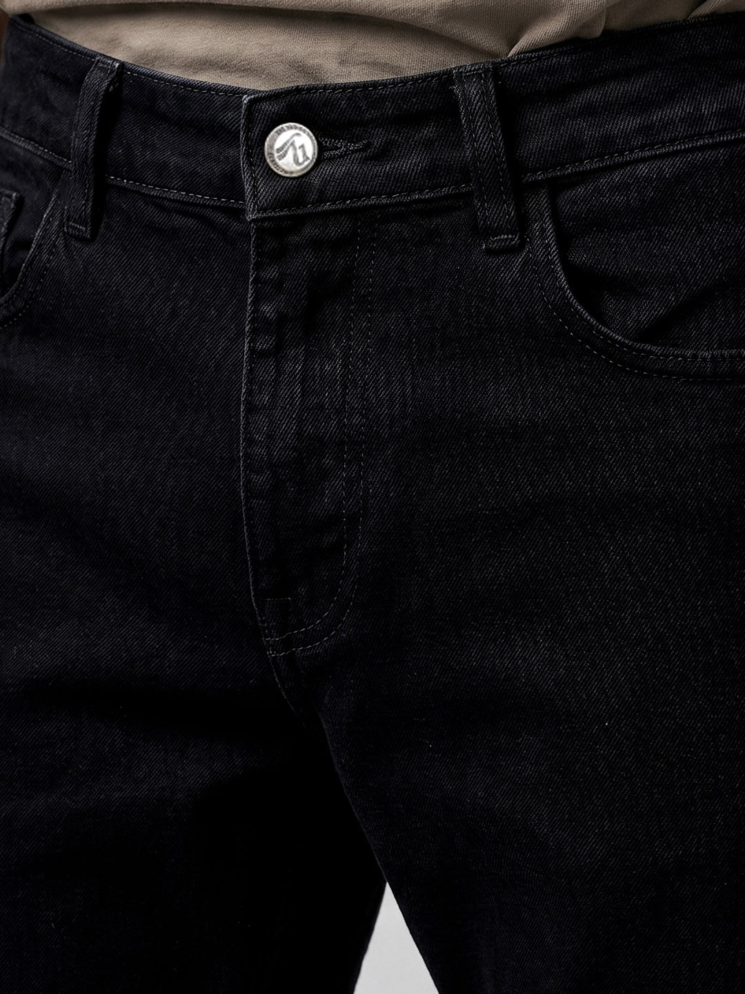 Men's Black Slim Straight Fit Solid Casual Jeans