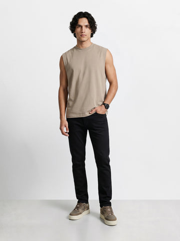 Men's Black Slim Straight Fit Solid Casual Jeans