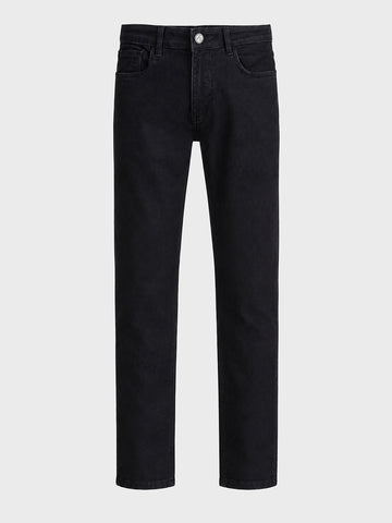 Men's Black Slim Straight Fit Solid Casual Jeans