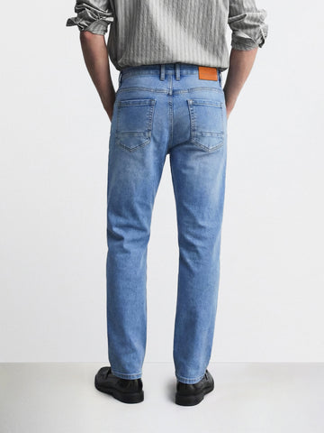 Men's Blue Slim Fit Casual Solid Jeans