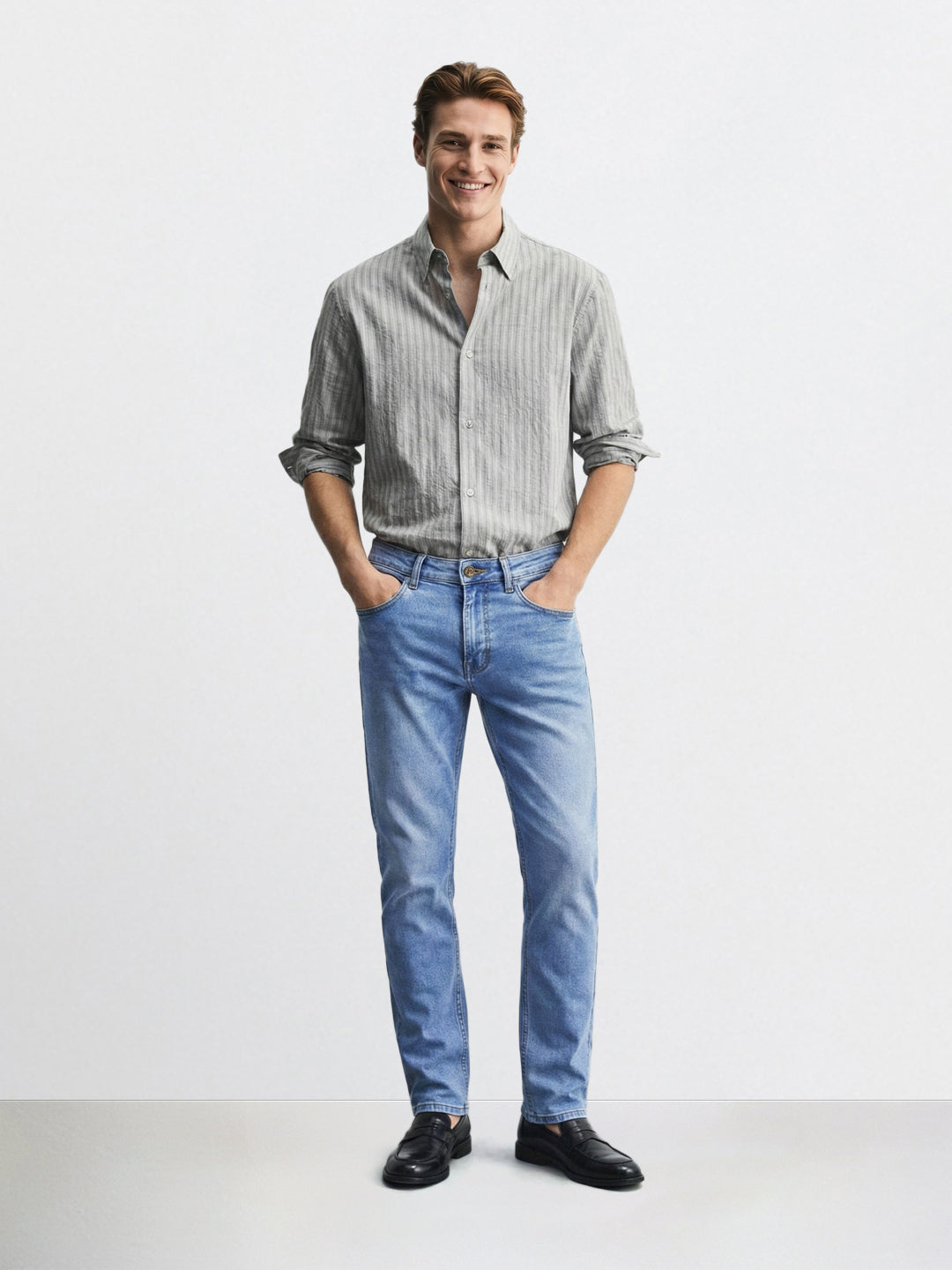 Men's Blue Slim Fit Casual Solid Jeans