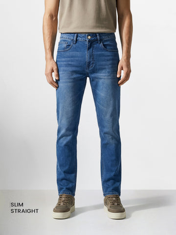 Men's Blue Slim Fit Casual Solid Jeans