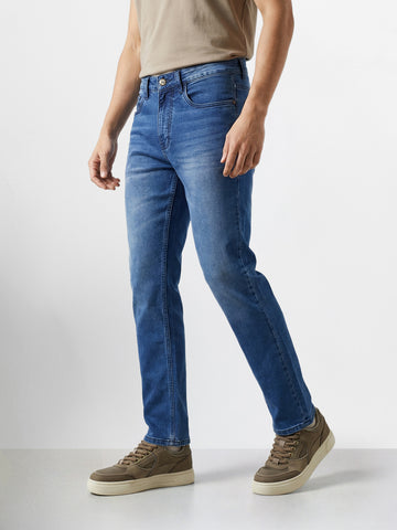 Men's Blue Slim Fit Casual Solid Jeans