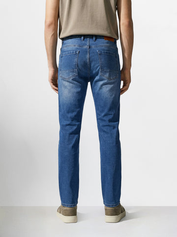 Men's Blue Slim Fit Casual Solid Jeans