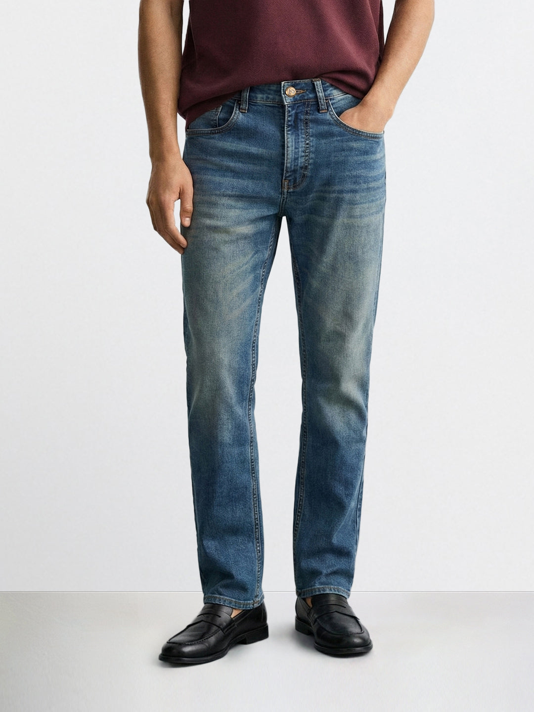 Men's Blue Slim Fit Casual Solid Jeans