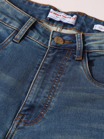 Men's Blue Slim Fit Casual Solid Jeans