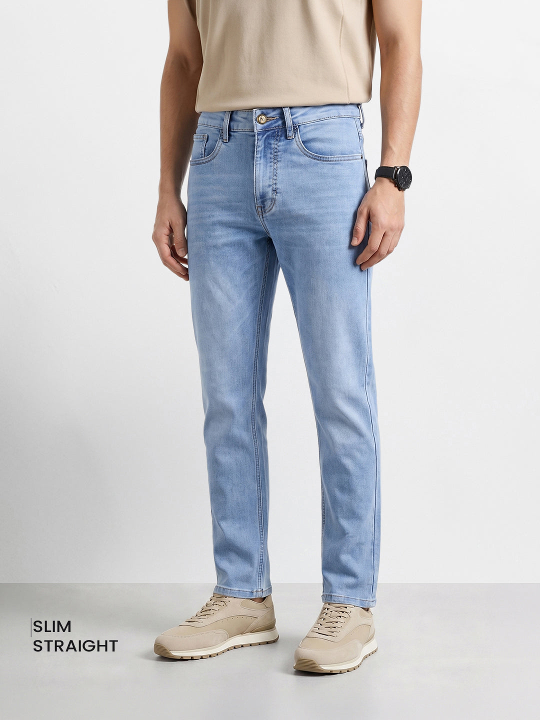 Men's Blue Slim Fit Casual Solid Jeans