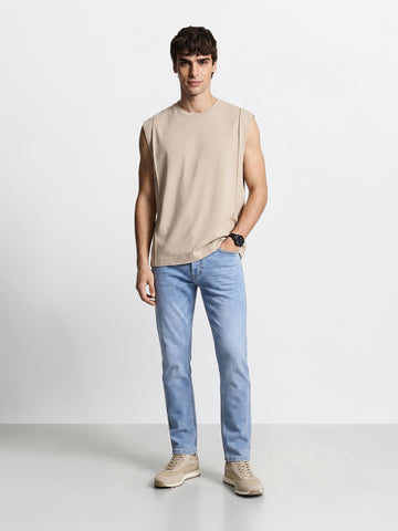 Men's Blue Slim Fit Casual Solid Jeans