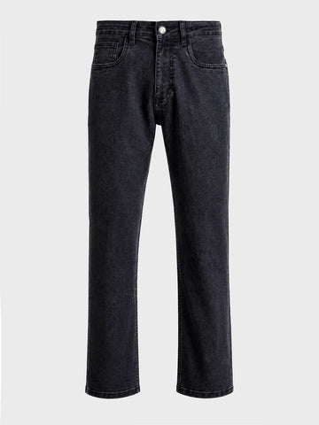 Men's Black Bootcut Fit Solid Casual Jeans