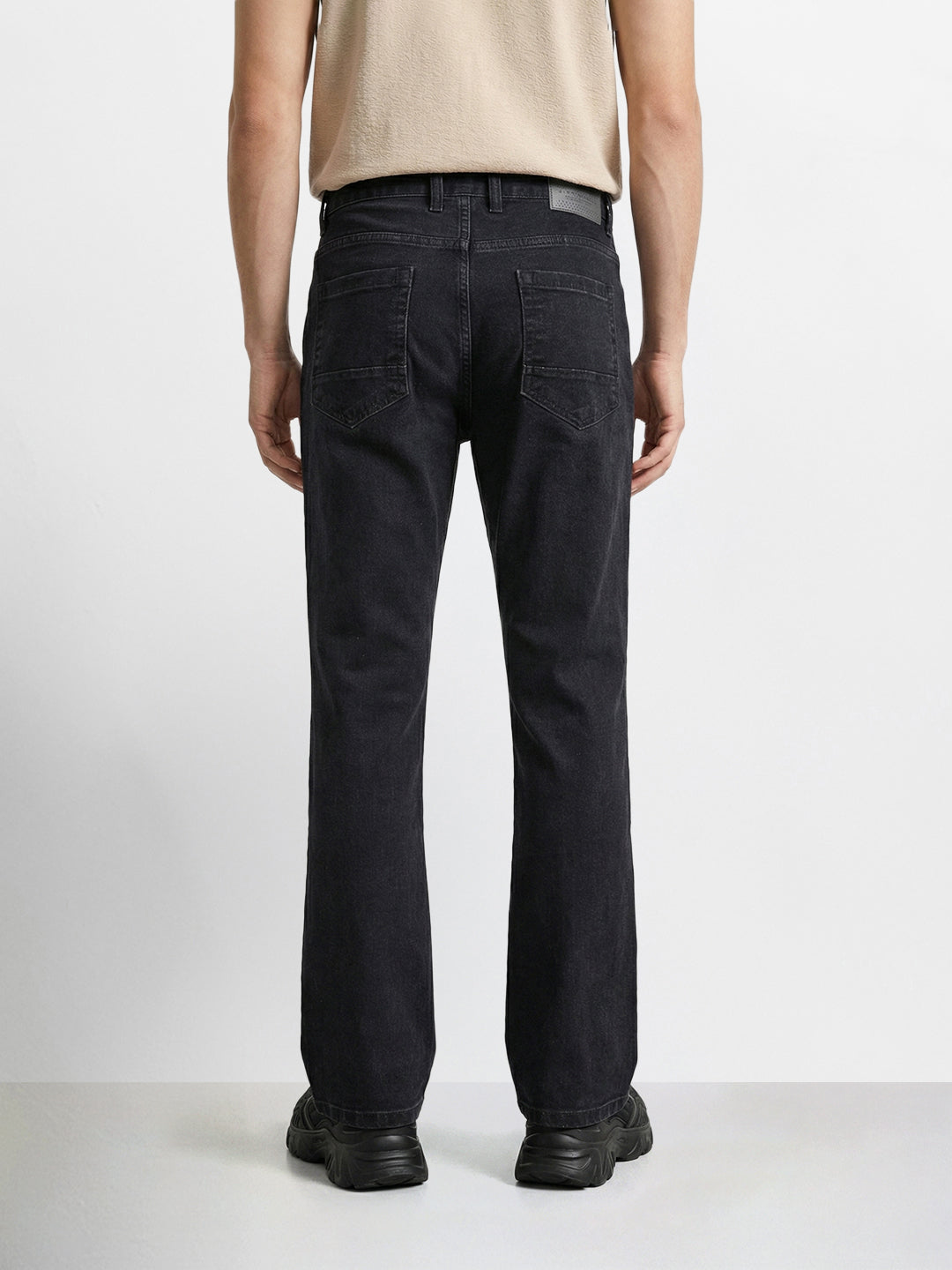 Men's Black Bootcut Fit Solid Casual Jeans