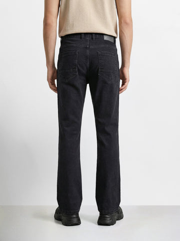 Men's Black Bootcut Fit Solid Casual Jeans