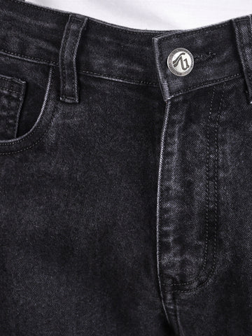 Men's Black Bootcut Fit Solid Casual Jeans