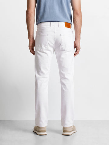 Men's White Bootcut Fit Solid Casual Jeans
