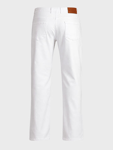 Men's White Bootcut Fit Solid Casual Jeans