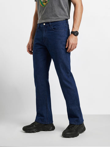 Men's Blue Bootcut Fit Solid Casual Jeans