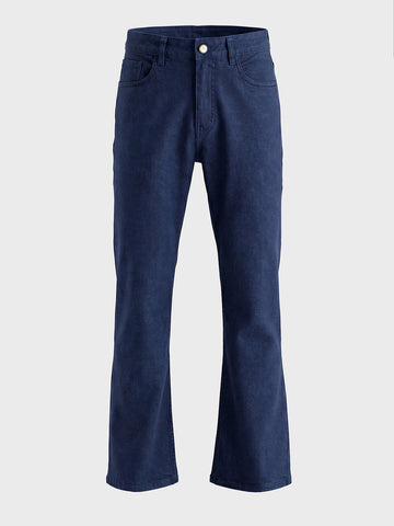 Men's Blue Bootcut Fit Solid Casual Jeans
