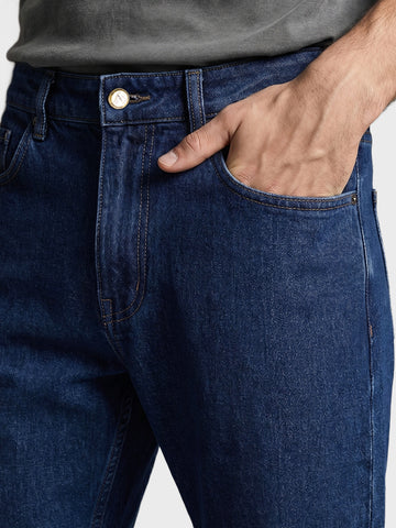 Men's Blue Bootcut Fit Solid Casual Jeans