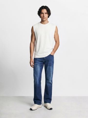 Men's Blue Bootcut Fit Solid Casual Jeans