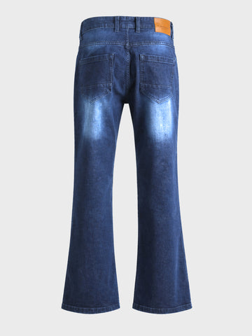 Men's Blue Bootcut Fit Solid Casual Jeans