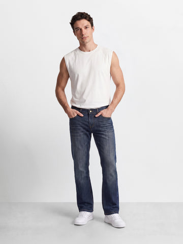 Men's Blue Bootcut Fit Solid Casual Jeans
