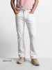 Men's White Bootcut Fit Solid Casual Jeans