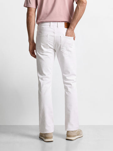 Men's White Bootcut Fit Solid Casual Jeans