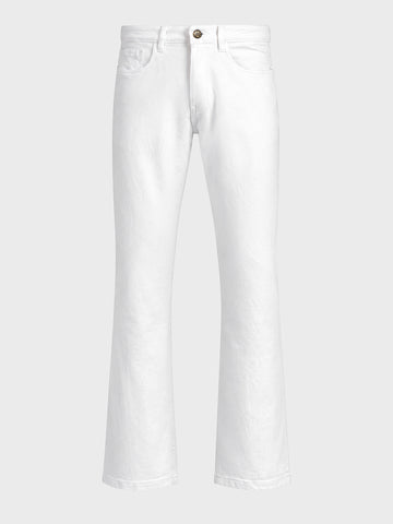 Men's White Bootcut Fit Solid Casual Jeans