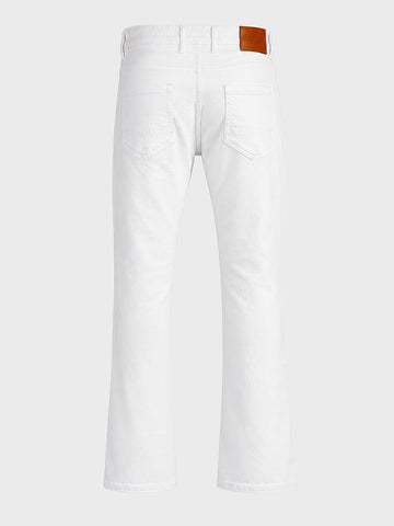 Men's White Bootcut Fit Solid Casual Jeans